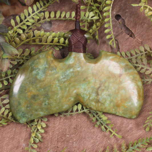 Whale Tail carved from Flower Jade Pounamu - NZ Greenstone