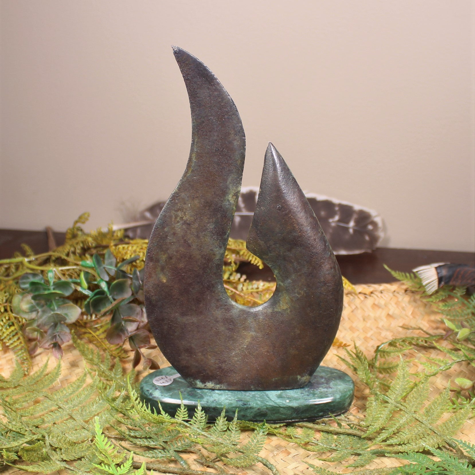 Matau or Fishhook Sculpture made from Bronze with Patina
