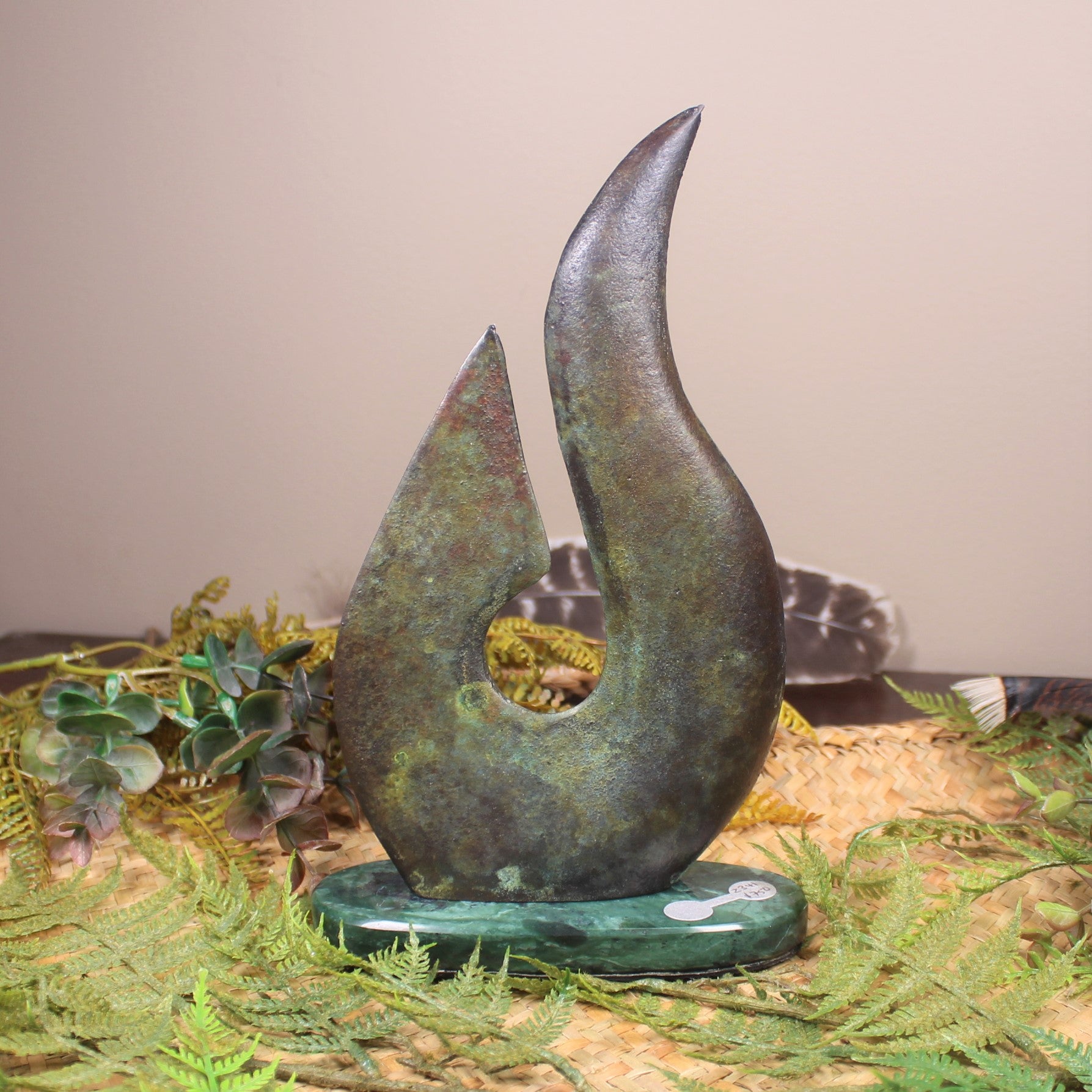 Matau or Fishhook Sculpture made from Bronze with Patina