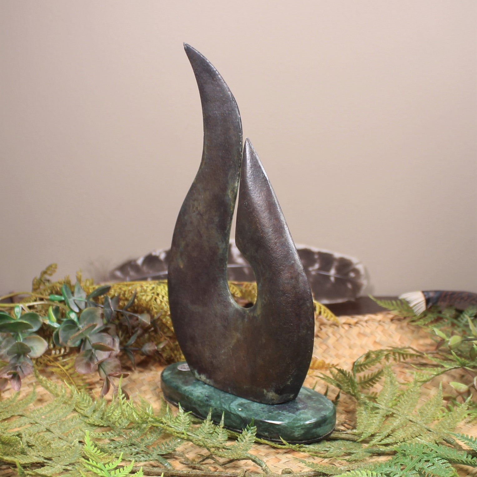 Matau or Fishhook Sculpture made from Bronze with Patina