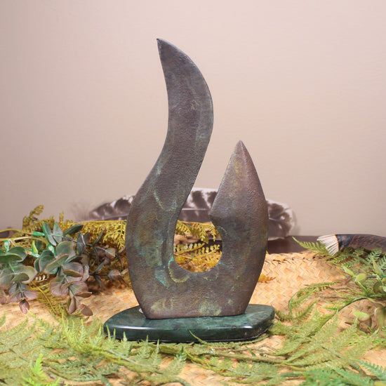 Matau or Fishhook Sculpture made from Bronze with Patina