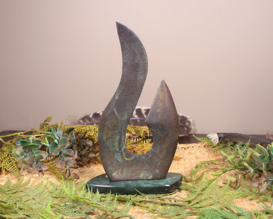 Matau or Fishhook Sculpture made from Bronze with Patina