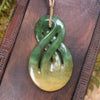 Twist or Pikorua carved from Flower Jade Pounamu - NZ Greenstone