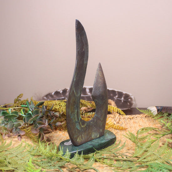Matau or Fishhook Sculpture made from Bronze with Patina