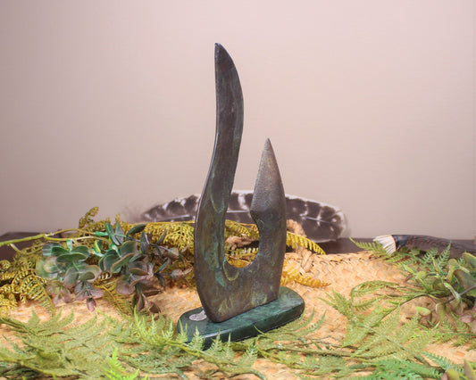 Matau or Fishhook Sculpture made from Bronze with Patina