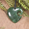 Heart with Koru carved from Hapopo Pounamu - NZ Greenstone