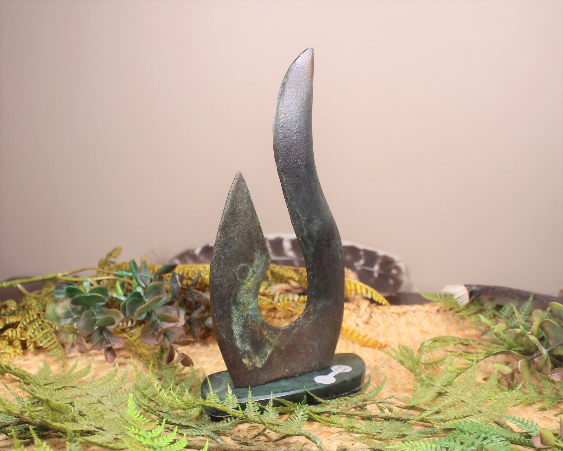 Matau or Fishhook Sculpture made from Bronze with Patina