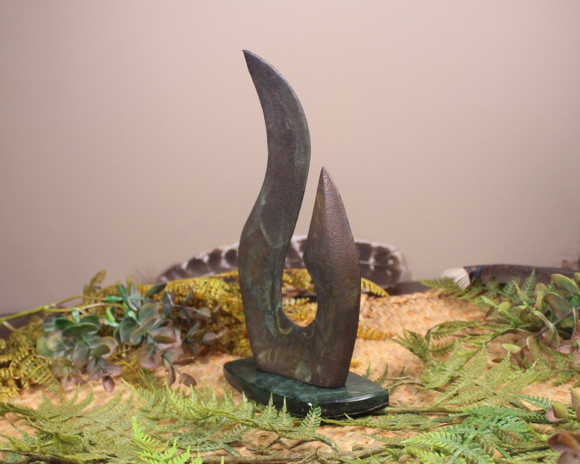 Matau or Fishhook Sculpture made from Bronze with Patina
