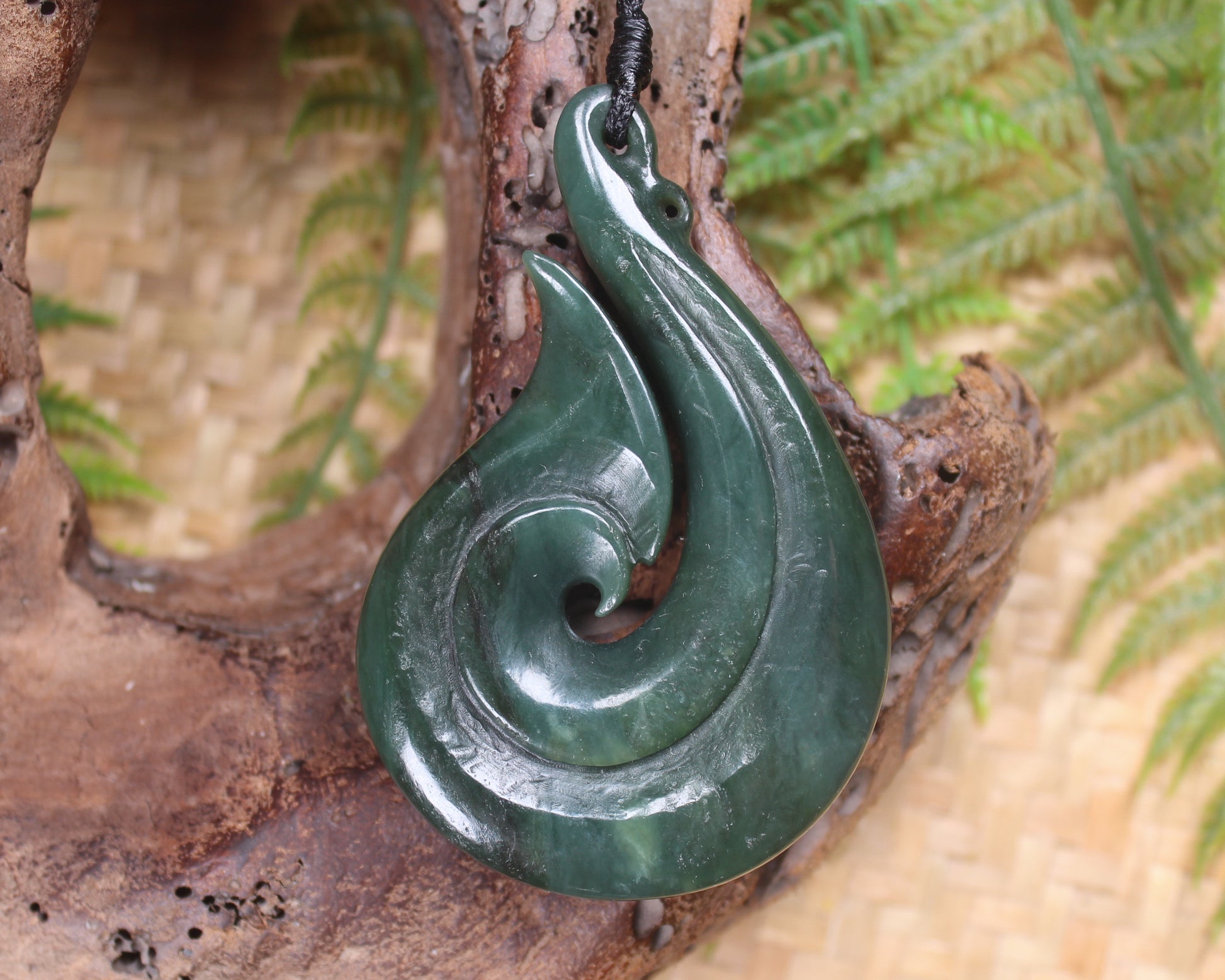 Hei Matau carved from Inanga Pounamu - NZ Greenstone