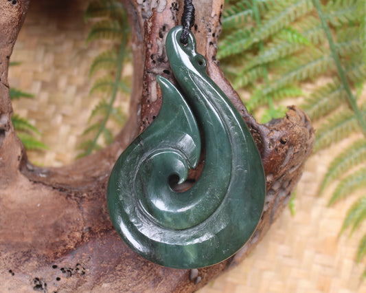 Hei Matau carved from Inanga Pounamu - NZ Greenstone