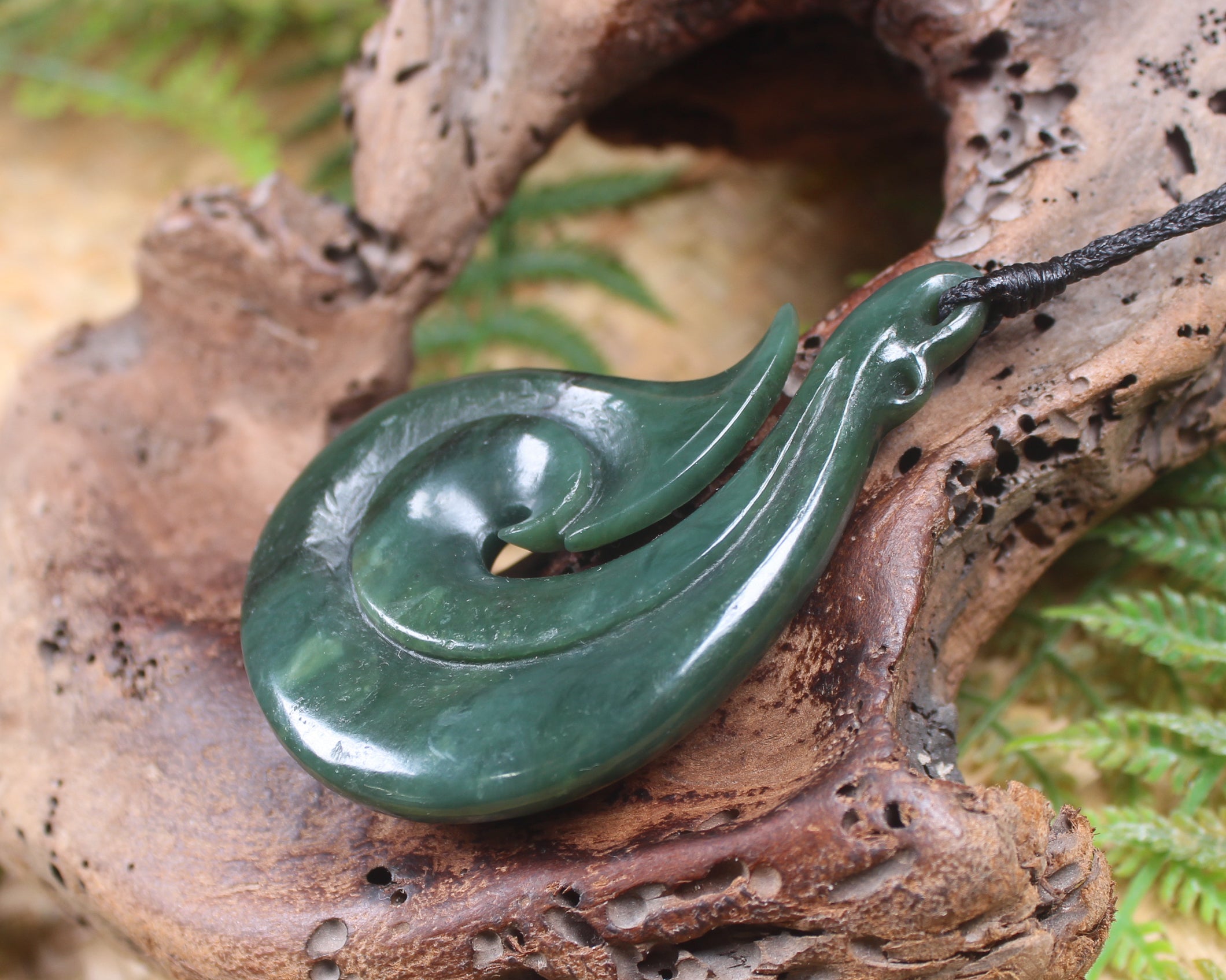 Hei Matau carved from Inanga Pounamu - NZ Greenstone