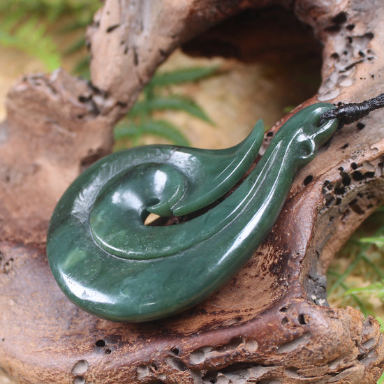 Hei Matau carved from Inanga Pounamu - NZ Greenstone