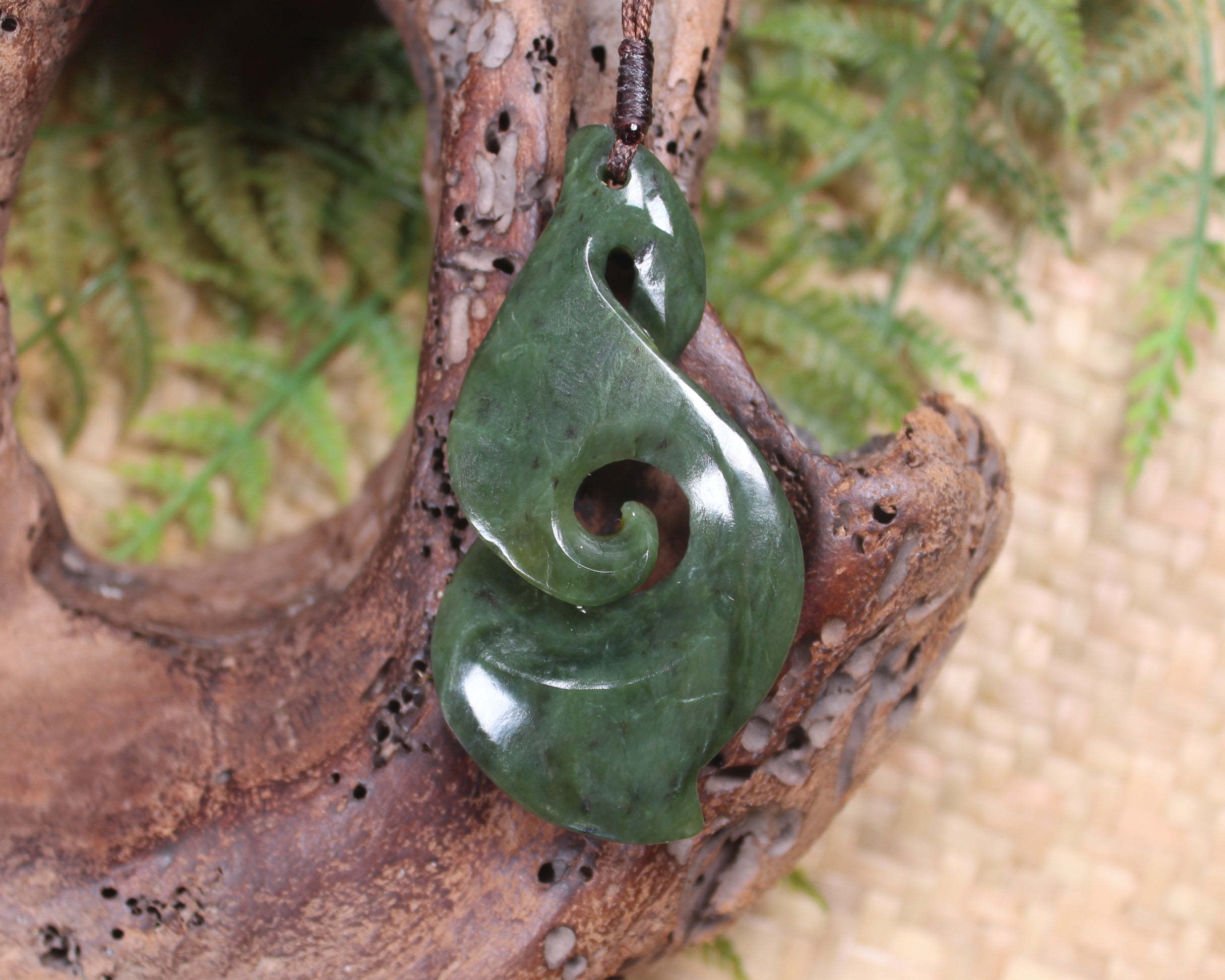 Koru Twist carved from Hapopo Pounamu - NZ Greenstone