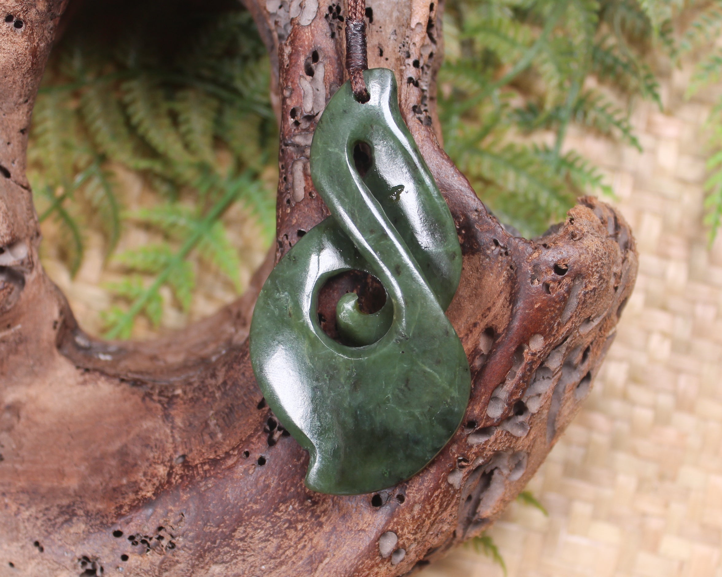 Koru Twist carved from Hapopo Pounamu - NZ Greenstone