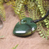Heart with Koru carved from Flower Jade Pounamu - NZ Greenstone