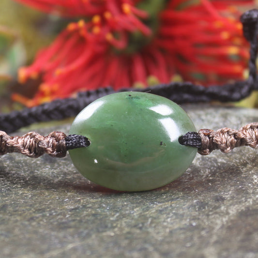 Adjustable cord bracelet with Hapopo Pounamu