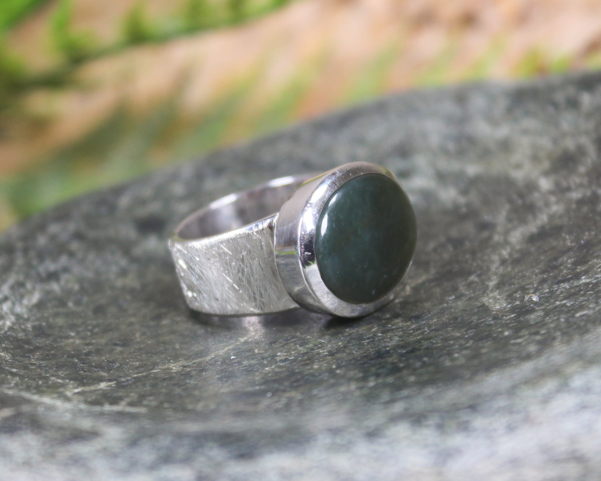 Sterling Silver Inanga Pounamu Ring - NZ Greenstone