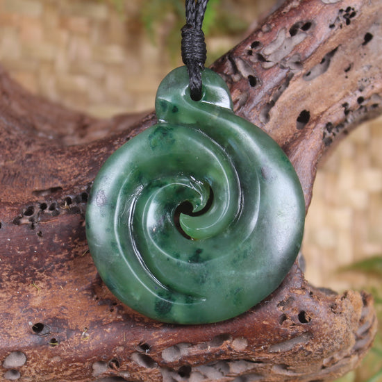 Koru pendant carved from Kawakawa Pounamu - NZ Greenstone