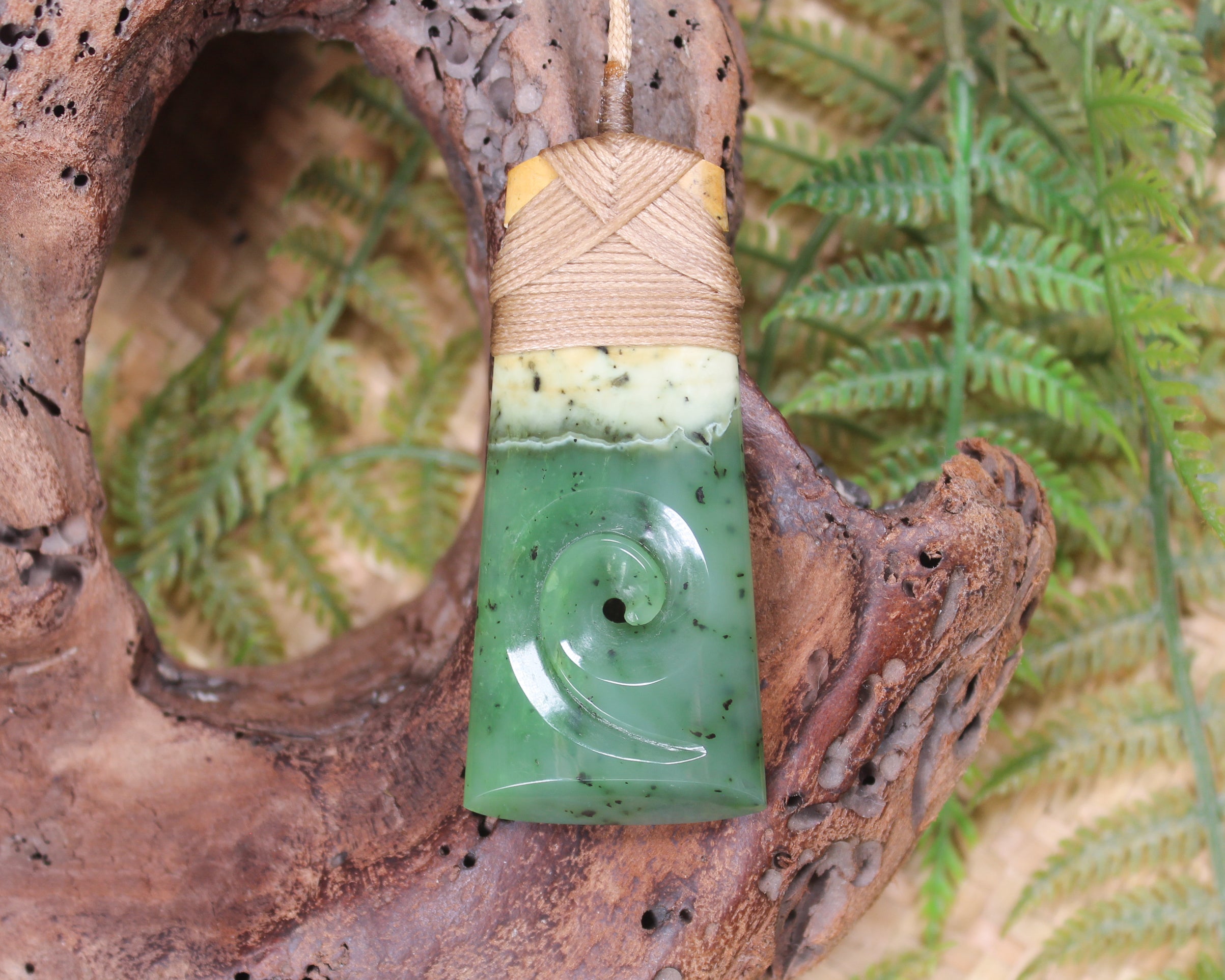 Toki or Adze with Koru carved from Hapopo Pounamu - NZ Greenstone