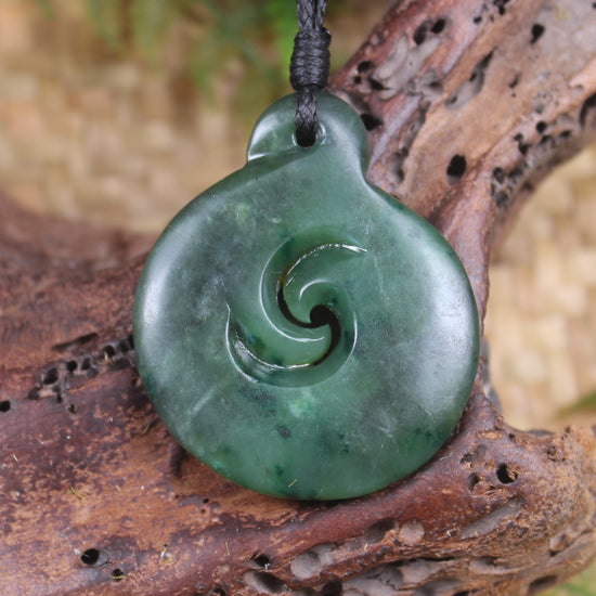 Koru pendant carved from Kawakawa Pounamu - NZ Greenstone