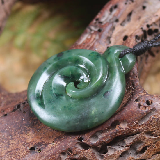Koru pendant carved from Kawakawa Pounamu - NZ Greenstone