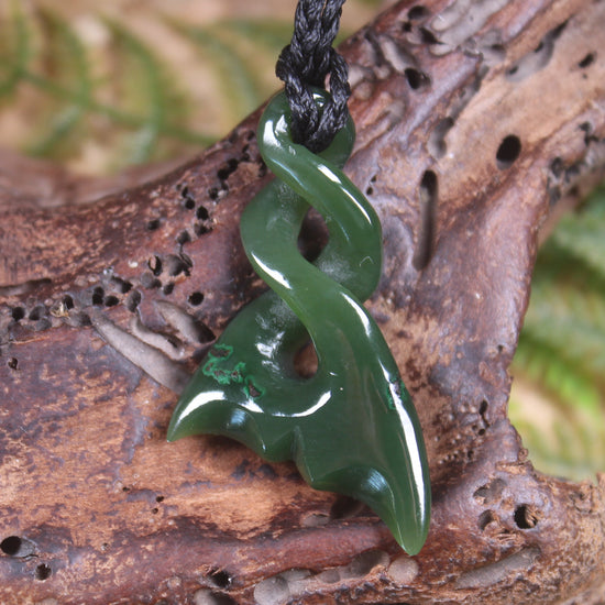 Whale Tail carved from Kawakawa Pounamu - NZ Greenstone