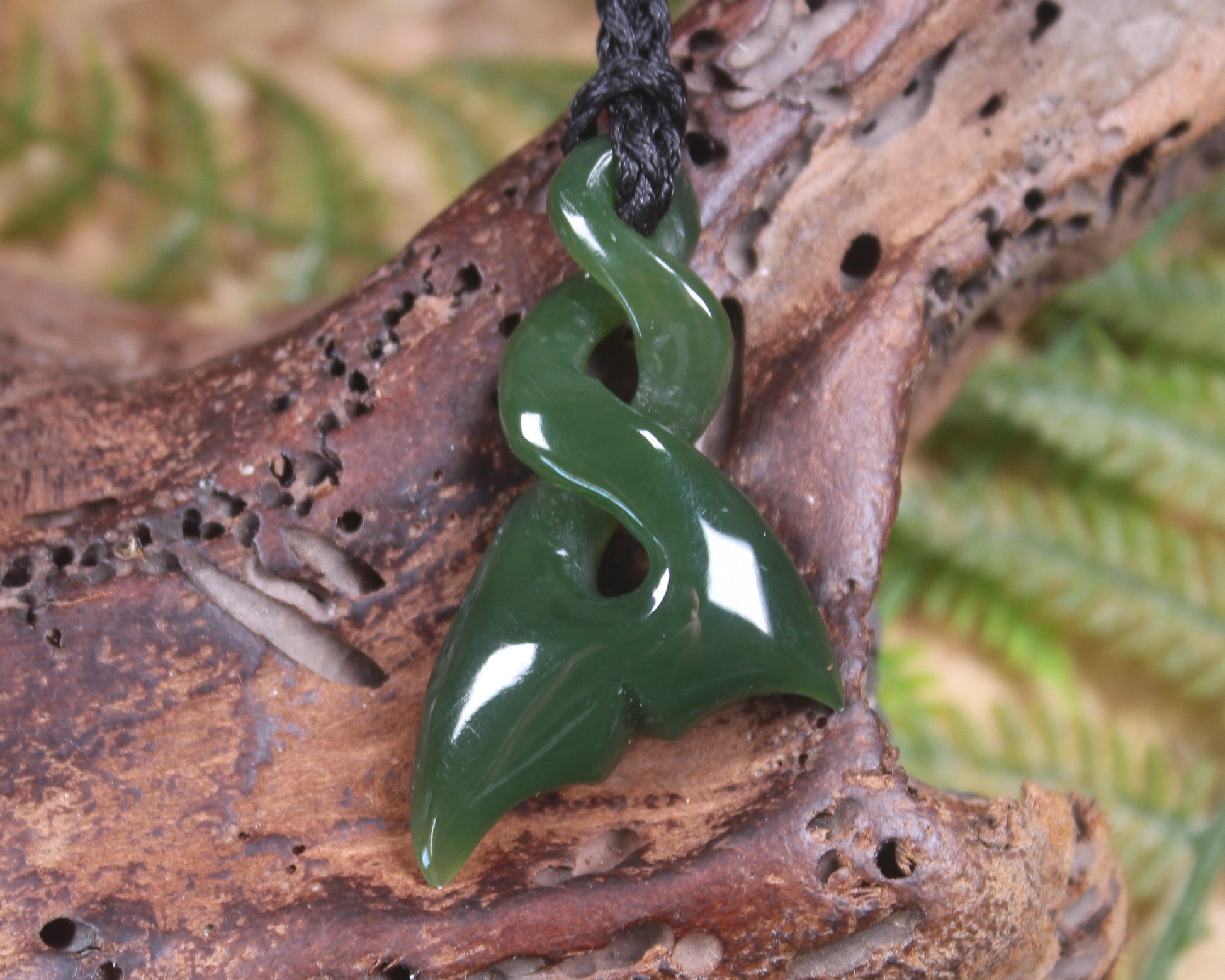 Whale Tail carved from Kawakawa Pounamu - NZ Greenstone