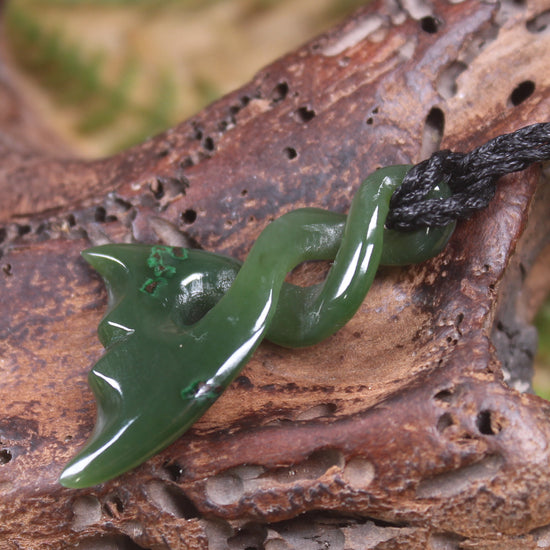 Whale Tail carved from Kawakawa Pounamu - NZ Greenstone