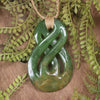 Twist or Pikorua carved from Flower Jade Pounamu - NZ Greenstone