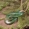 Twist or Pikorua carved from Flower Jade Pounamu - NZ Greenstone