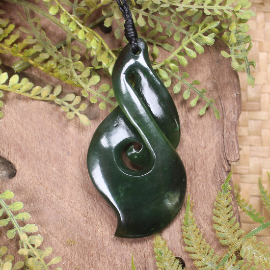Koru Twist carved from Kawakawa Pounamu - NZ Greenstone