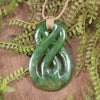 Twist or Pikorua carved from Flower Jade Pounamu - NZ Greenstone