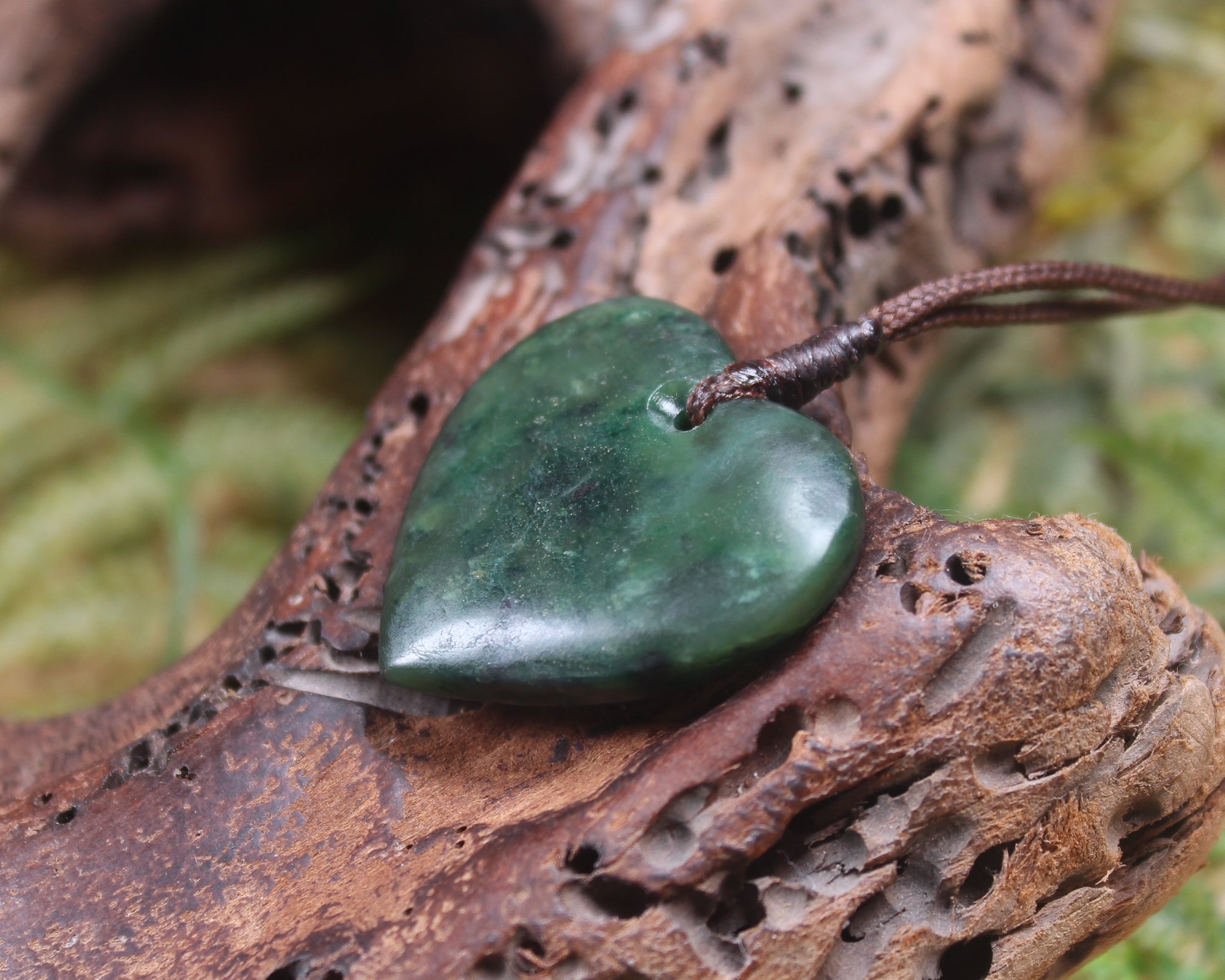 Heart carved from Kawakawa Pounamu - NZ Greenstone