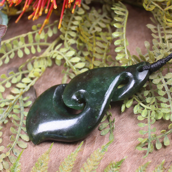 Koru Twist carved from Kawakawa Pounamu - NZ Greenstone