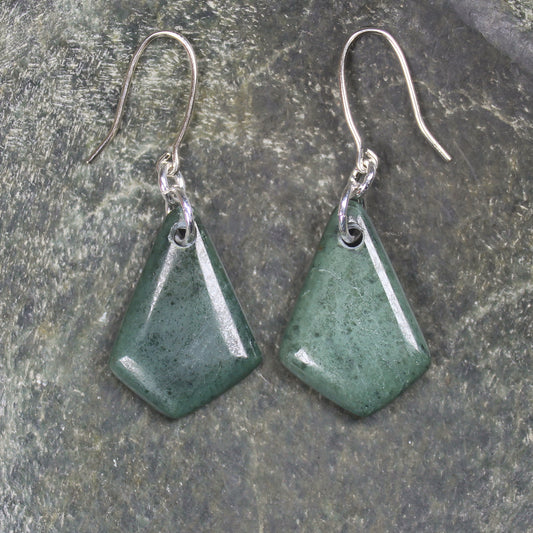 NZ Greenstone Small Roimata Earrings (AE356) Kawakawa Pounamu