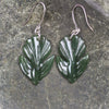 Pīwakawaka or Fantail Bird Earrings carved from Kawakawa Pounamu - NZ Greenstone