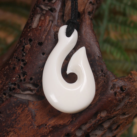Hei Matau carved from NZ beef bone