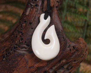 Hei Matau carved from NZ beef bone