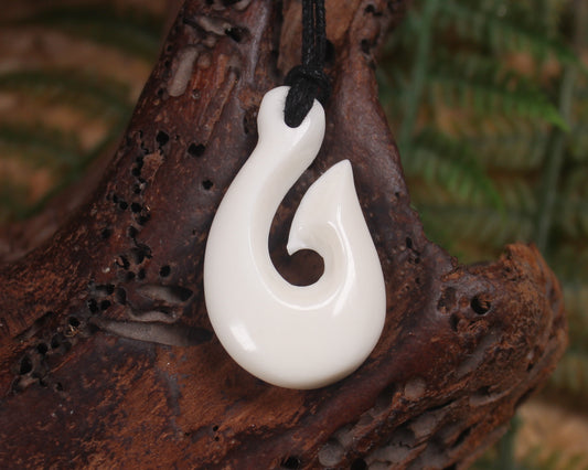 Hei Matau carved from NZ beef bone