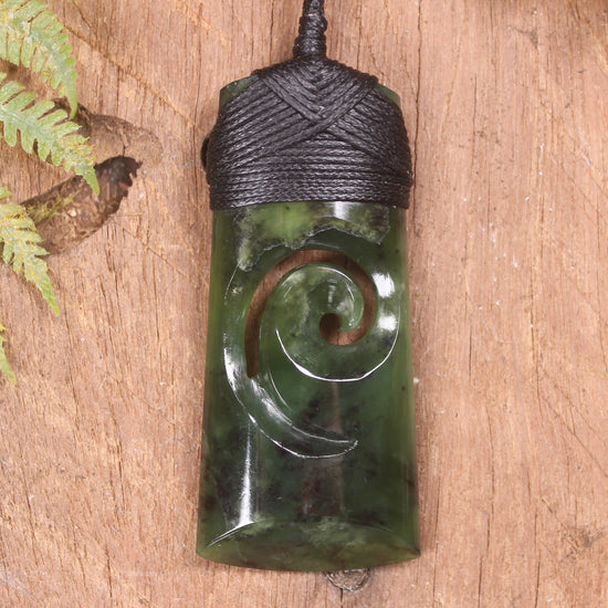 Toki or Adze with Koru Pendant carved from Rimu Pounamu - NZ Greenstone