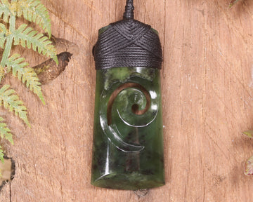 Toki or Adze with Koru Pendant carved from Rimu Pounamu - NZ Greenstone
