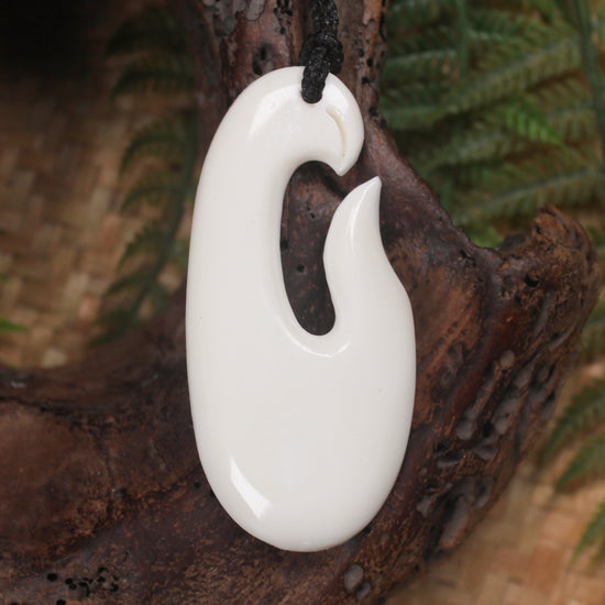 Hei Matau carved from NZ beef bone