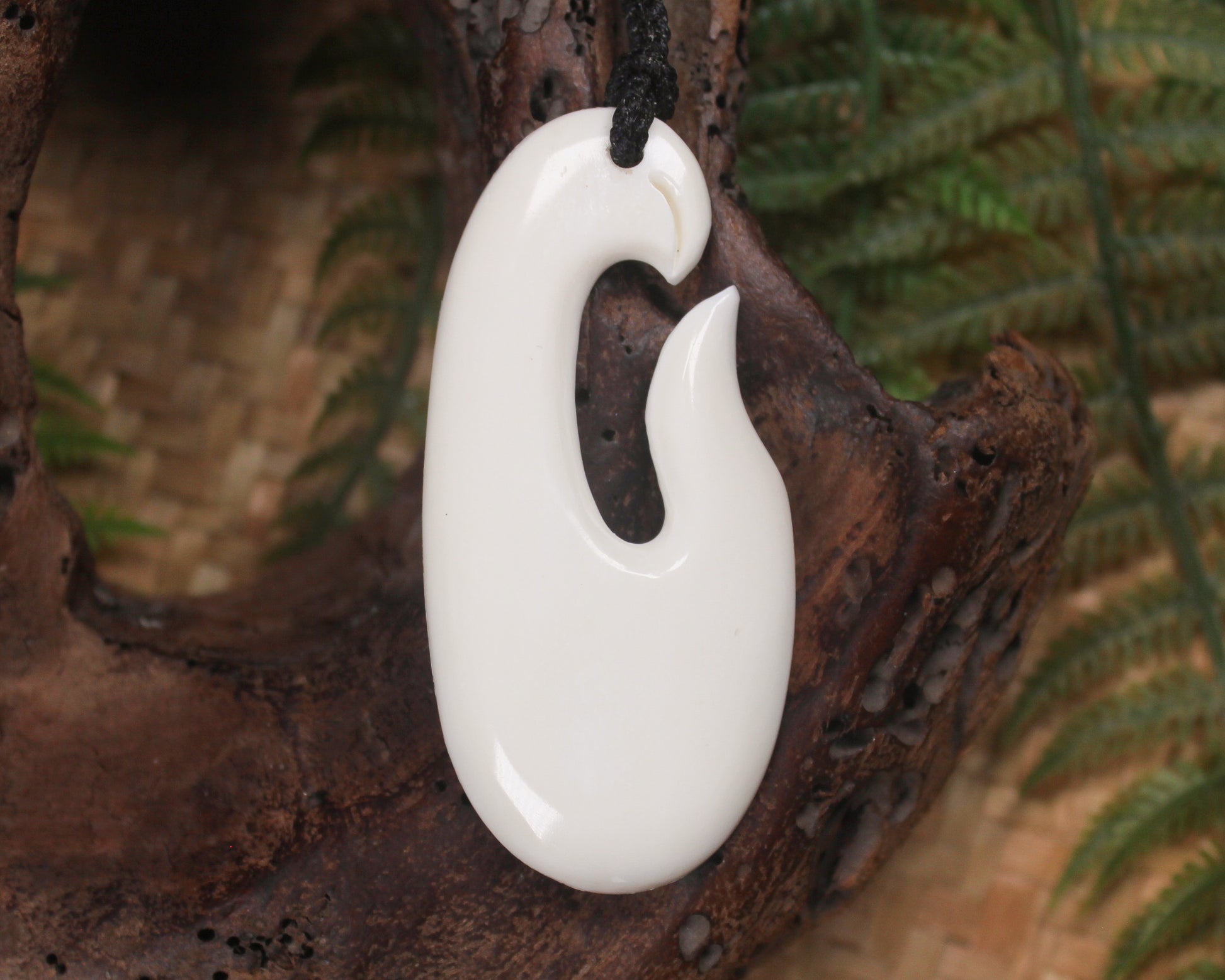 Hei Matau carved from NZ beef bone