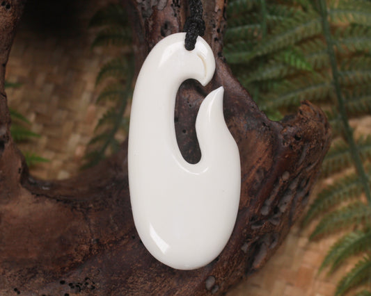 Hei Matau carved from NZ beef bone