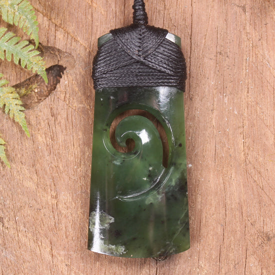 Toki or Adze with Koru Pendant carved from Rimu Pounamu - NZ Greenstone