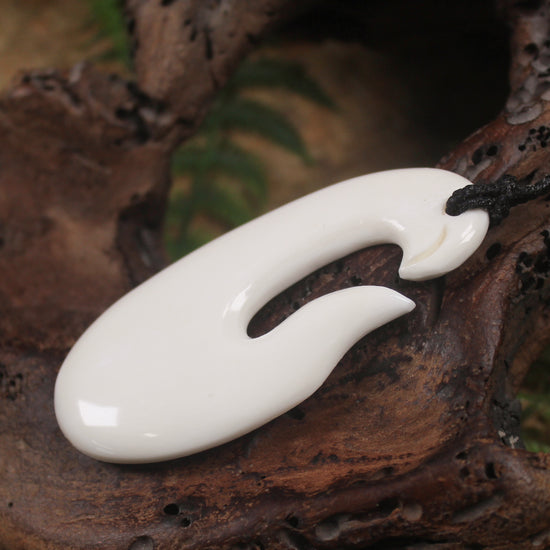 Hei Matau carved from NZ beef bone