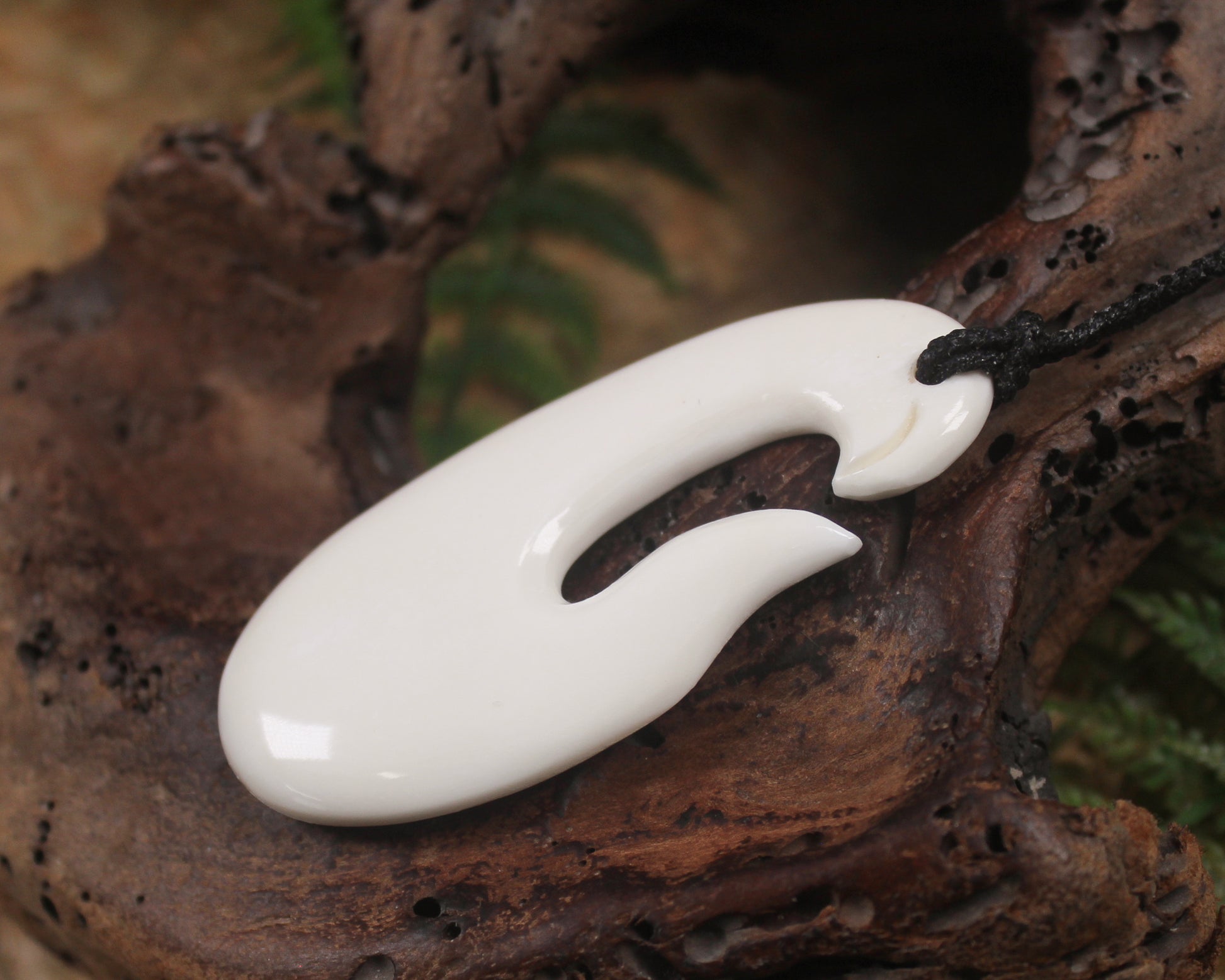 Hei Matau carved from NZ beef bone