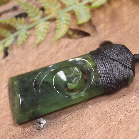 Toki or Adze with Koru Pendant carved from Rimu Pounamu - NZ Greenstone