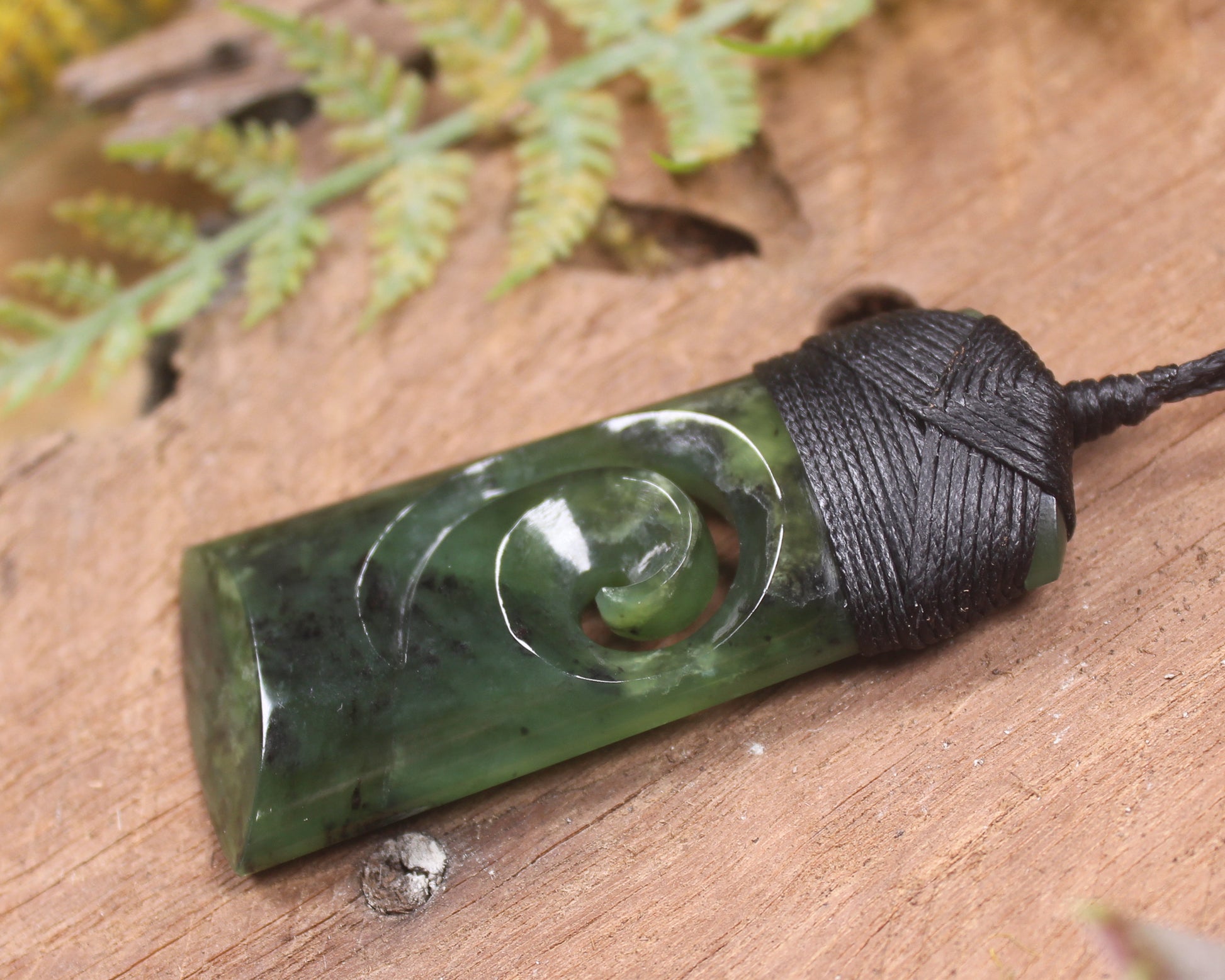 Toki or Adze with Koru Pendant carved from Rimu Pounamu - NZ Greenstone