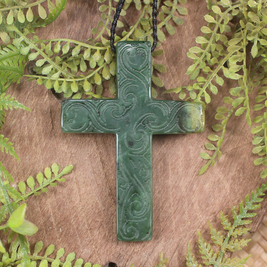 NZ Greenstone Cross pendant 